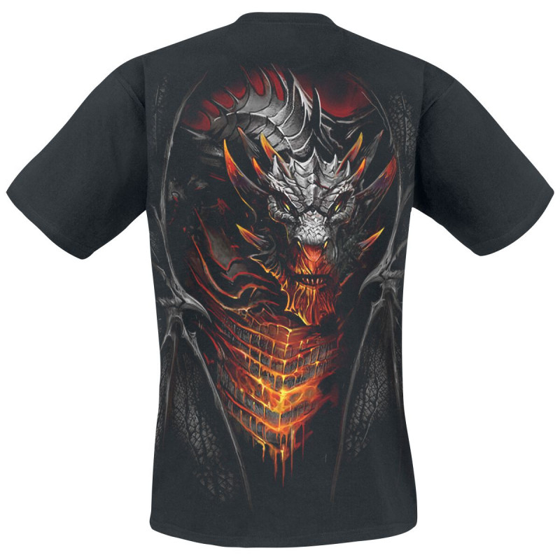 Spiral Draconis T-Shirt - Gothic Dragon Art, 100% Cotton, Heavy Metal Graphic Tee